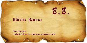 Bónis Barna névjegykártya